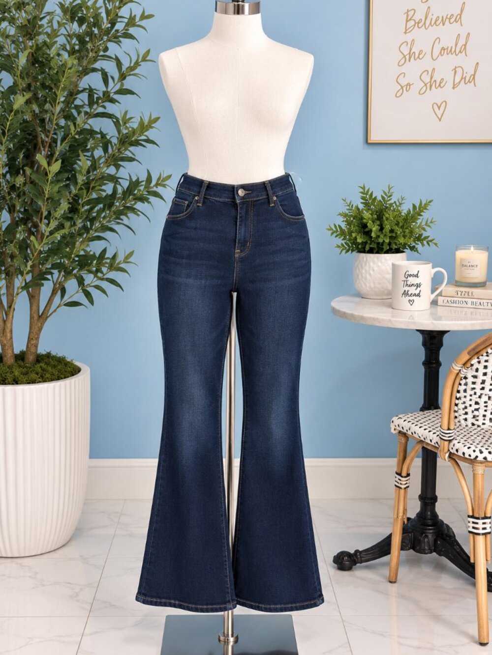 American Eagle Super Stretch High Rise Flare Jeans Dark Wash Size 20 Short NWOT